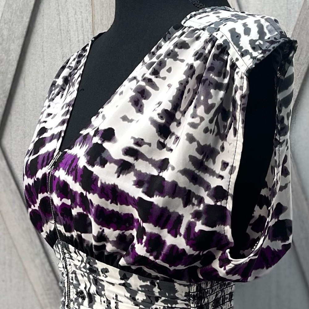 Medium - purple, grey & white knee length dress